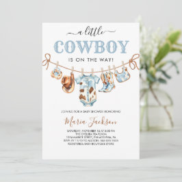 Invitación A Little Cowboy Wild West Blue Cowboy Baby Shower