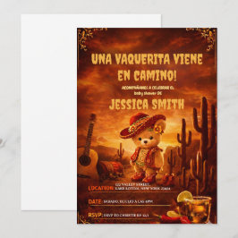 Invitación A Little Cowgirl mexican Spanish girl baby shower 