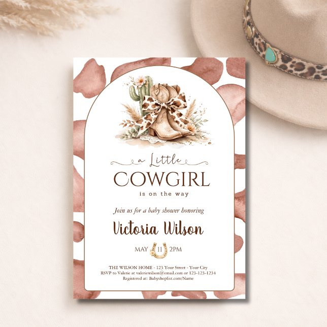 Invitación A Little Cowgirl Western Girl Baby Shower Arched (Subido por el creador)
