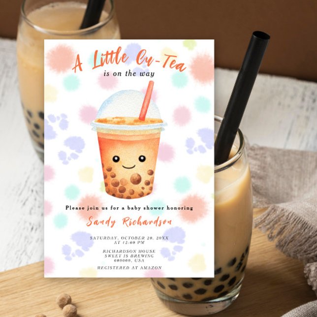 Invitación A Little Cu-Tea Bubble Tea Baby Shower (Subido por el creador)