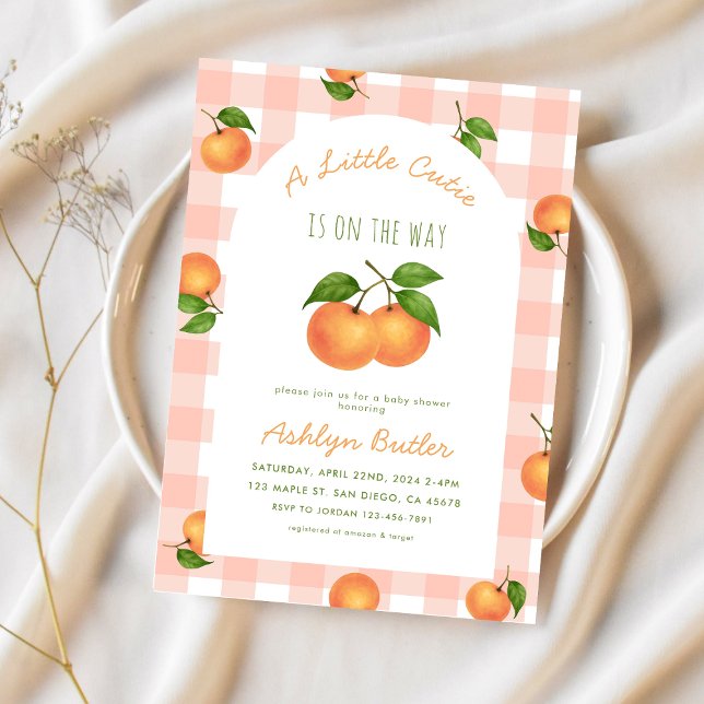 Invitación A Little Cutie Citrus Pink Baby Shower Invitation (Subido por el creador)