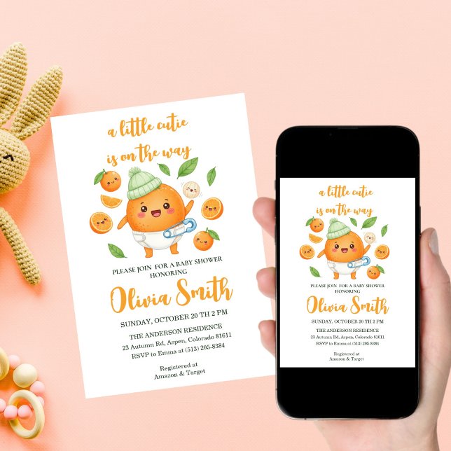 Invitación a little Cutie is on the Way,Funny Orange (Subido por el creador)
