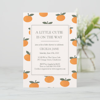 Invitación A Little Cutie Orange Gender Neutral Baby Shower