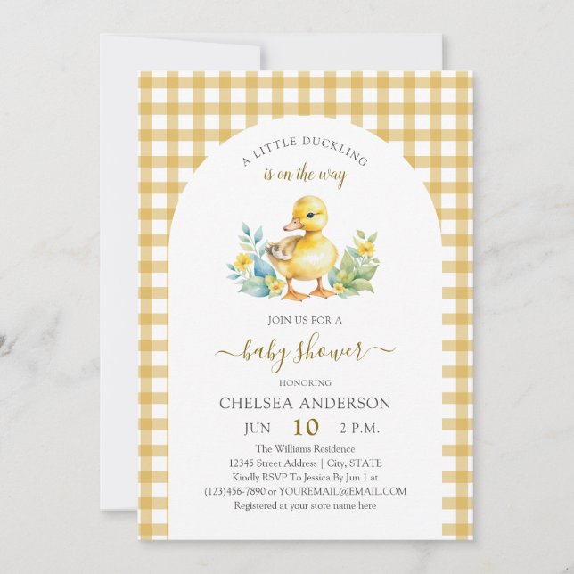 Invitación A Little Duckling is On The Way Duck Baby Shower (Anverso)