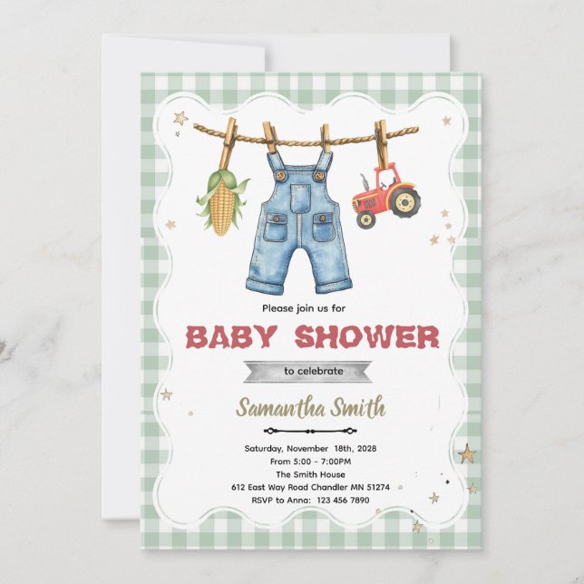 Invitación A Little Farmer is on the Way shower invite (Anverso)