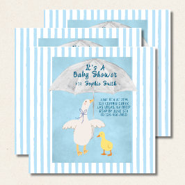 Invitación A Little Goose Is On The Way Baby Shower Square