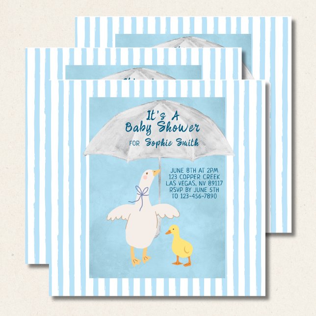 Invitación A Little Goose Is On The Way Baby Shower Square (Subido por el creador)