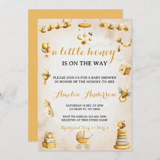 Invitación A Little Honey Bee Gender Neutral Baby Shower