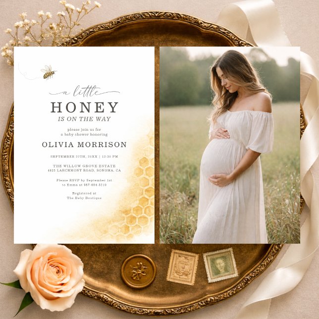 Invitación A Little Honey Bee Photo Baby Shower (Subido por el creador)