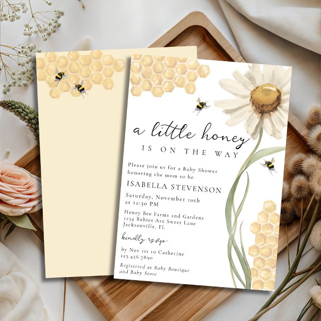 Invitación A Little Honey Is On The Way Bee Baby Shower Theme (Subido por el creador)