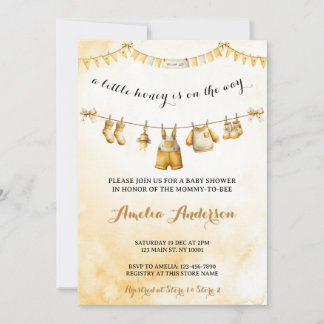 Invitación A little Honey On The Way Clothesline Baby Shower
