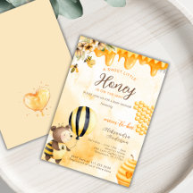 A Little Honey On Way Bee Bear Floral Baby Shower 