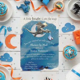 Invitación A Little Knight Dragon Baby Shower por correo plat