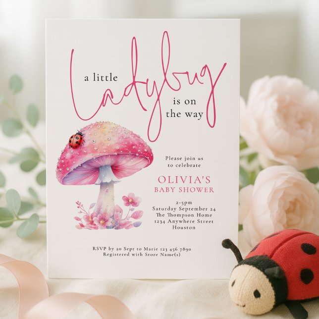 Invitación A Little Lady Bug Toadstool Baby Shower (Subido por el creador)