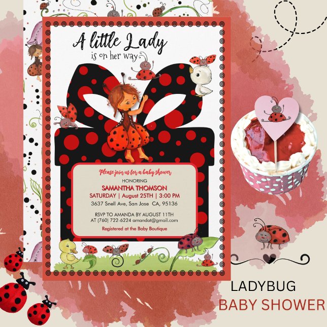 Invitación A Little Lady is on Her Way Polka Dot Invitation (A Little Lady is on Her Way Polka Dot Invitation)