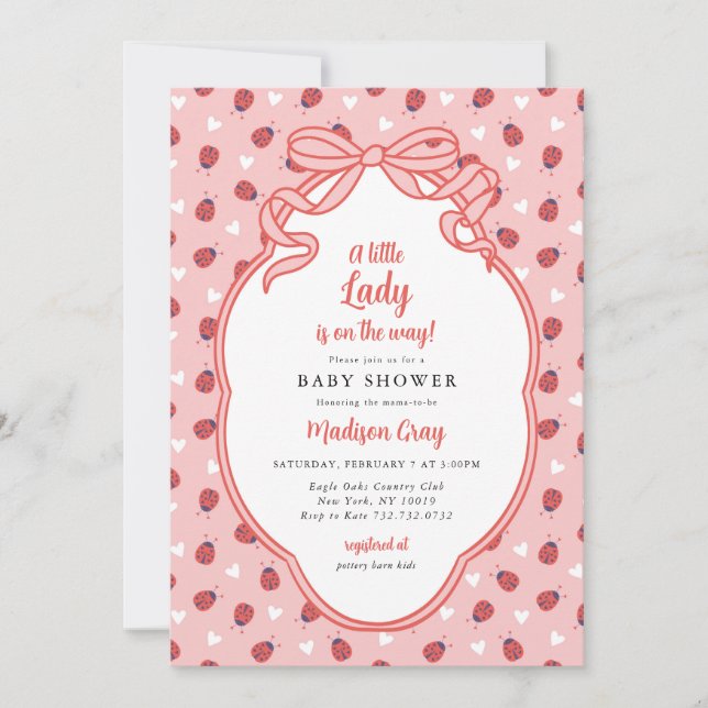 Invitación A Little Lady on the Way Baby Shower Invitation (Anverso)