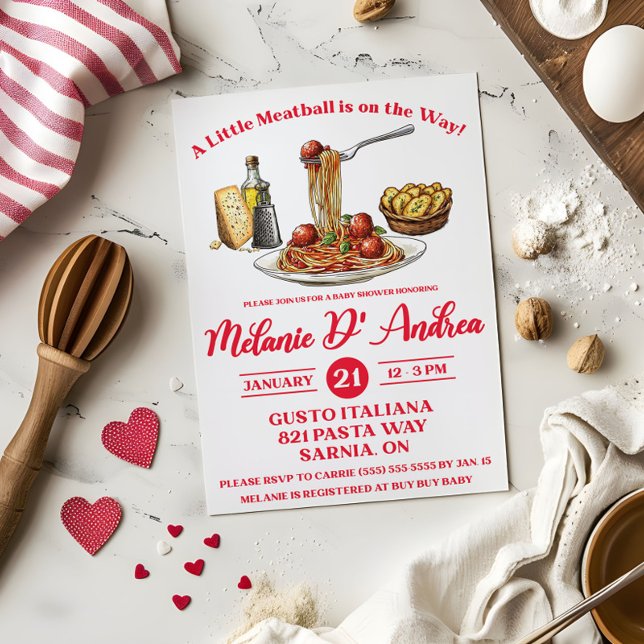Invitación A Little Meatball is on the Way!  Baby Shower (Subido por el creador)