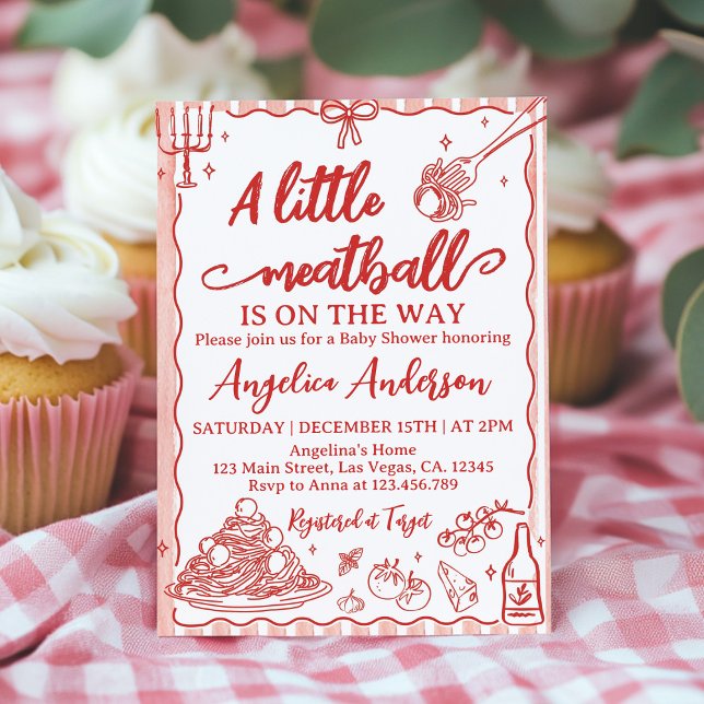 Invitación A Little Meatball Italian Baby Shower Invitation (Subido por el creador)