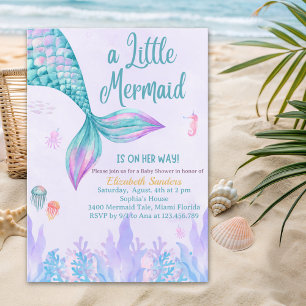 Invitación a Little Mermaid is on her way Girl Baby Shower