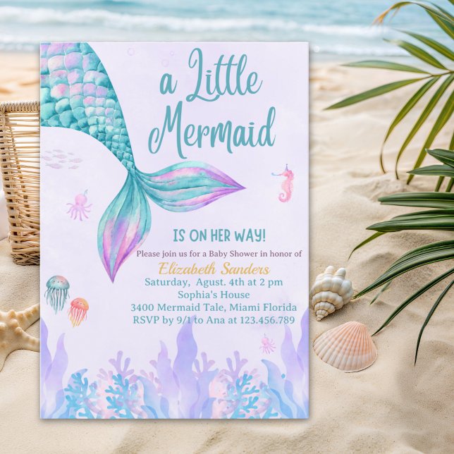 Invitación a Little Mermaid is on her way Girl Baby Shower (Subido por el creador)
