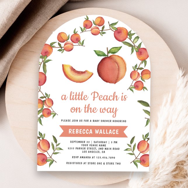 Invitación A Little Peach on the way Arch Baby Shower (Subido por el creador)