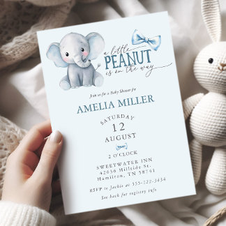 Invitación A Little Peanut is on the Way Elephant Baby Shower