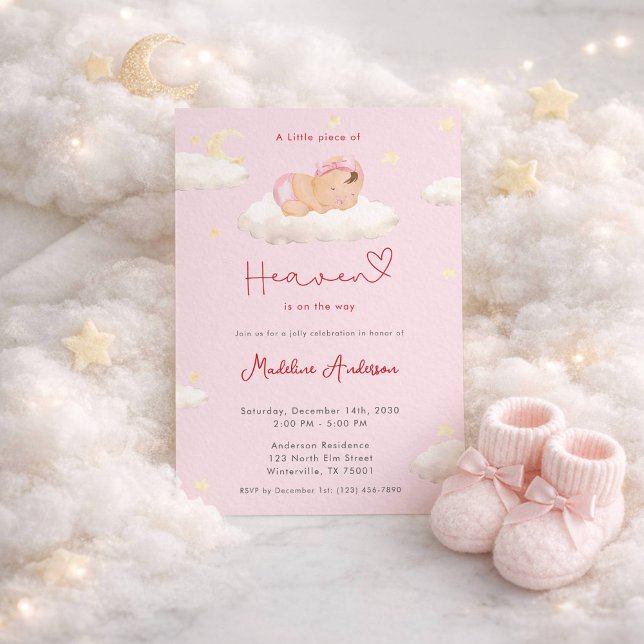 Invitación A Little Piece of Heaven Clouds Baby Girl Shower (Subido por el creador)