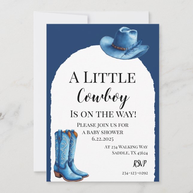 Invitación A Little Pink Cowboy Is On The Way (Anverso)