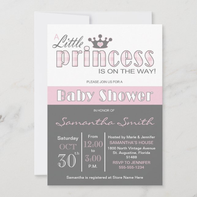 Invitación a Little Princess Baby Shower (Anverso)