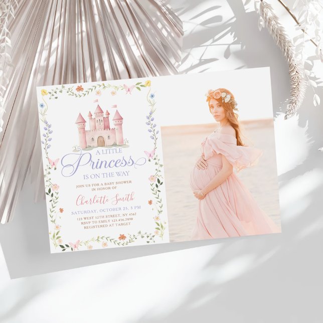 Invitación A Little Princess Castle Floral Baby Shower Photo (Subido por el creador)
