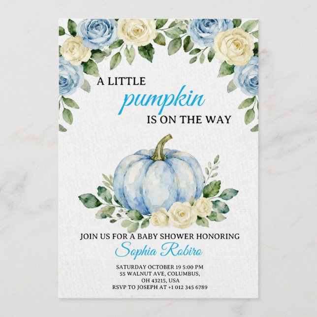 Invitación A Little Pumpkin” Baby Shower Invitation  (Anverso)