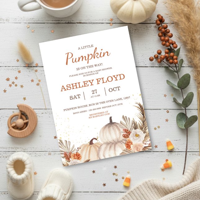 Invitación A Little Pumpkin — Boho Halloween Baby Shower (Subido por el creador)