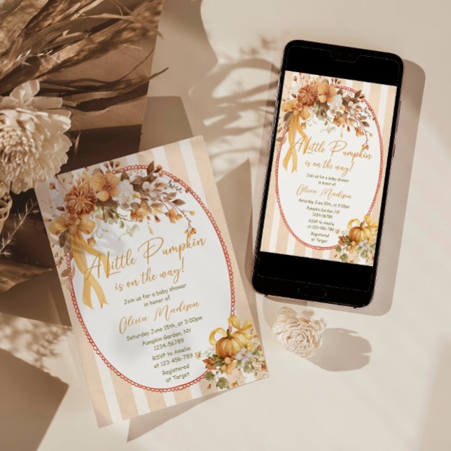 Invitación A Little Pumpkin Floral Baby Shower Invitation (Subido por el creador)