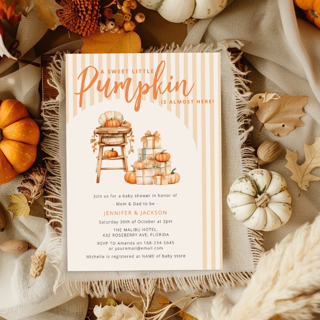 Invitación A Little Pumpkin Is Amost Here Baby Shower (Subido por el creador)