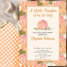Invitación A Little Pumpkin Is On The Way Autumn Baby Shower 
