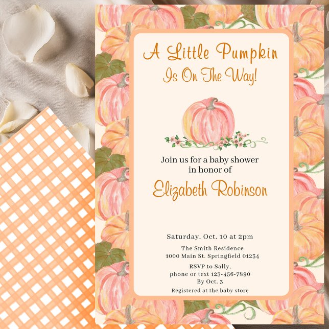 Invitación A Little Pumpkin Is On The Way Autumn Baby Shower  (Subido por el creador)