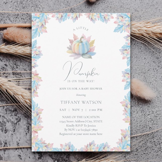 Invitación A Little Pumpkin is On The Way Boy Baby Shower (Subido por el creador)