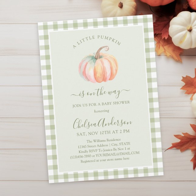 Invitación A Little Pumpkin is On The Way Fall Baby Shower (Subido por el creador)