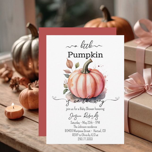 Invitación A Little Pumpkin Pink Baby Shower Invitation (Subido por el creador)