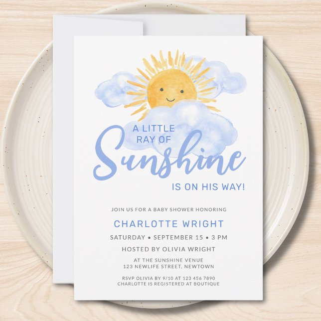 Invitación A Little Ray Of Sunshine Boy's Baby Shower (Subido por el creador)