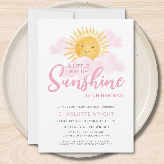 Invitación A Little Ray Of Sunshine Is On Her Way Baby Shower (Subido por el creador)