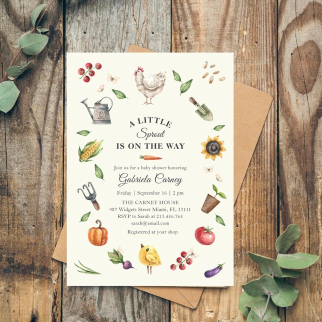 Invitación A Little Sprout Is On the Way | Rustic Baby Shower (Subido por el creador)