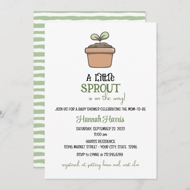 Invitación A Little Sprout on the Way Baby Shower Invitation (Anverso / Reverso)