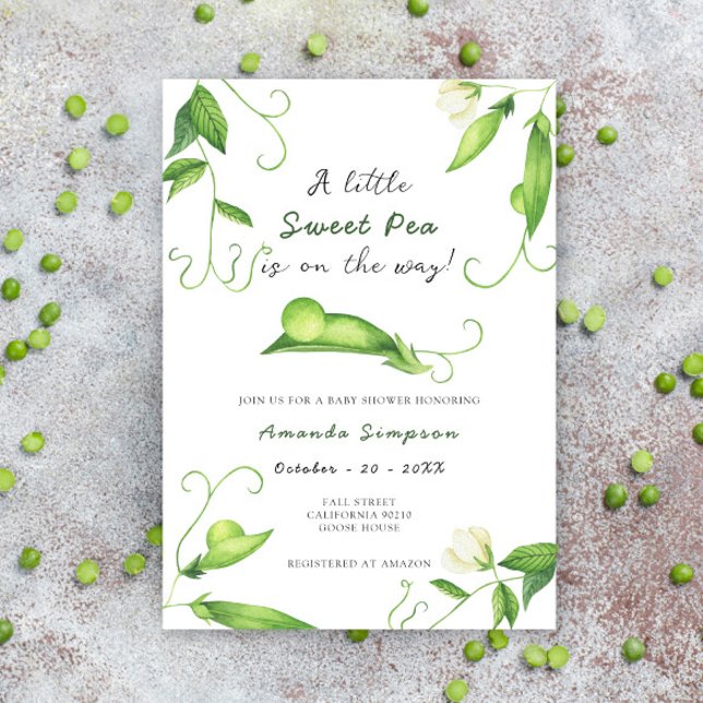 Invitación A Little Sweet Pea Is On The Way Baby Shower (Subido por el creador)