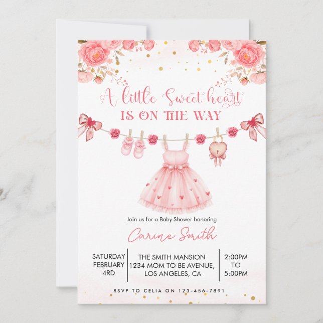 Invitación A  Little Sweetheart Baby Shower Invitation (Anverso)