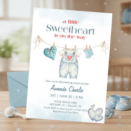 Invitación A little sweetheart Blue Boy Baby shower