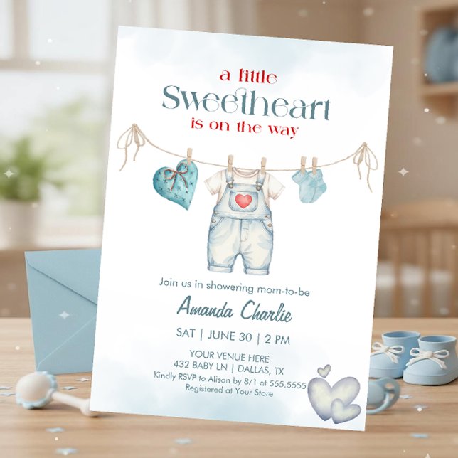 Invitación A little sweetheart Blue Boy Baby shower (Subido por el creador)