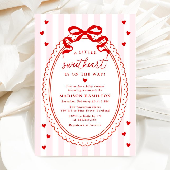 Invitación A Little Sweetheart Bow Baby Shower (Subido por el creador)