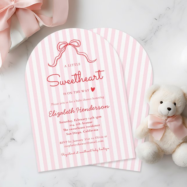 Invitación A Little Sweetheart Bow Pink Baby Shower (Subido por el creador)