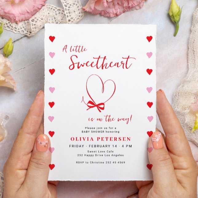 Invitación A little sweetheart cute Valentines baby shower (Subido por el creador)